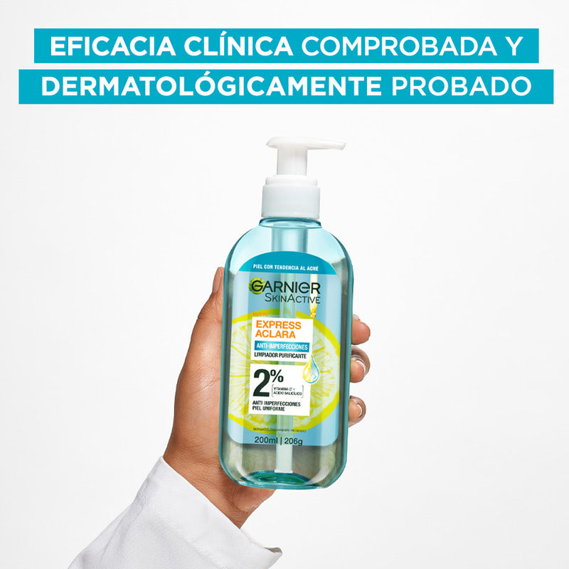 Garnier Express Aclara Limpiador Purificante, Piel Con Tendencia Al Acné, 200 Ml
