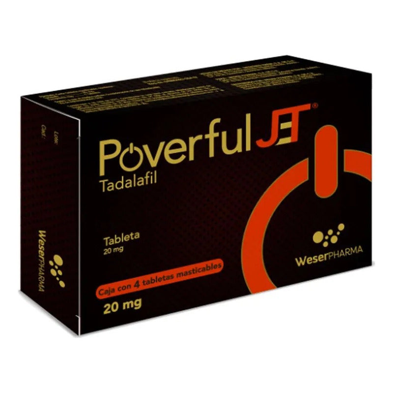Proverful Jet Tadalafil 20mg 4 Tabletas Masticables Naranja