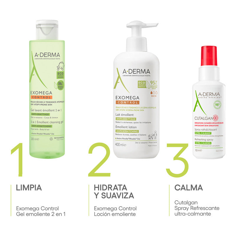 Aderma, Exomega Control Loción Emoliente, Anti-comezón Y Anti-irritación, Piel Seca Y Con Tendencia Atópica, 400ml
