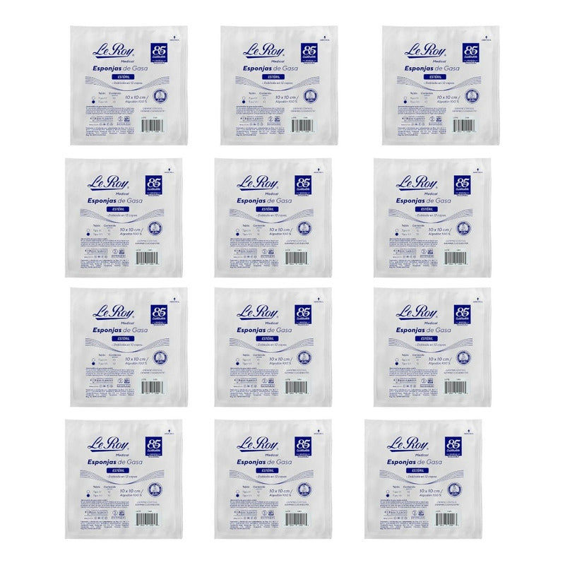 Esponja De Gasa Estéril Tejido 12 Capas De 10 X 10 Cm 12pz