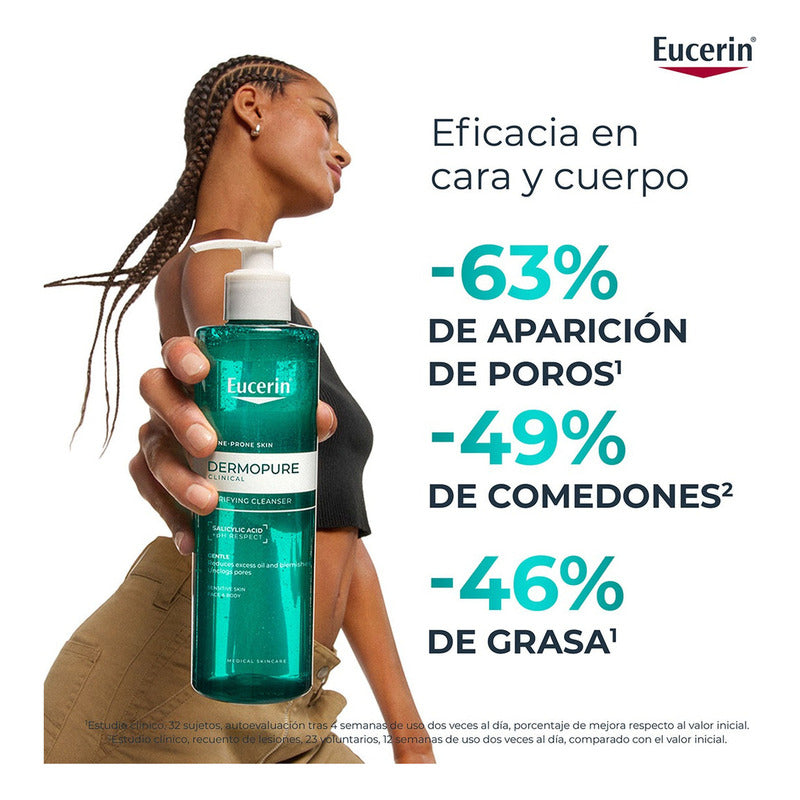 Eucerin Dermopure Gel De Limpieza 400ml Piel Grasa O Acné Grasa Día/noche