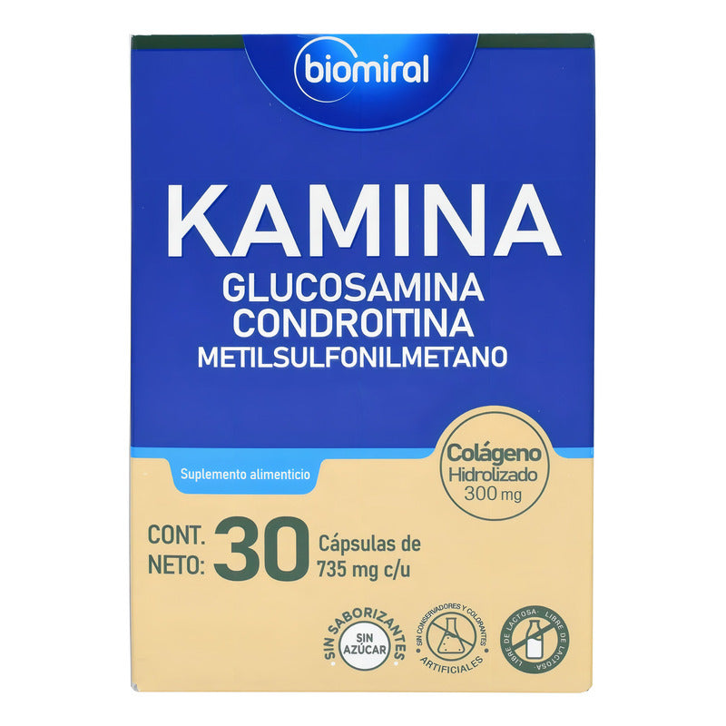 Kamina Glucosamina Condroitina 30caps 735mg C/u Sabor Sin Sabor