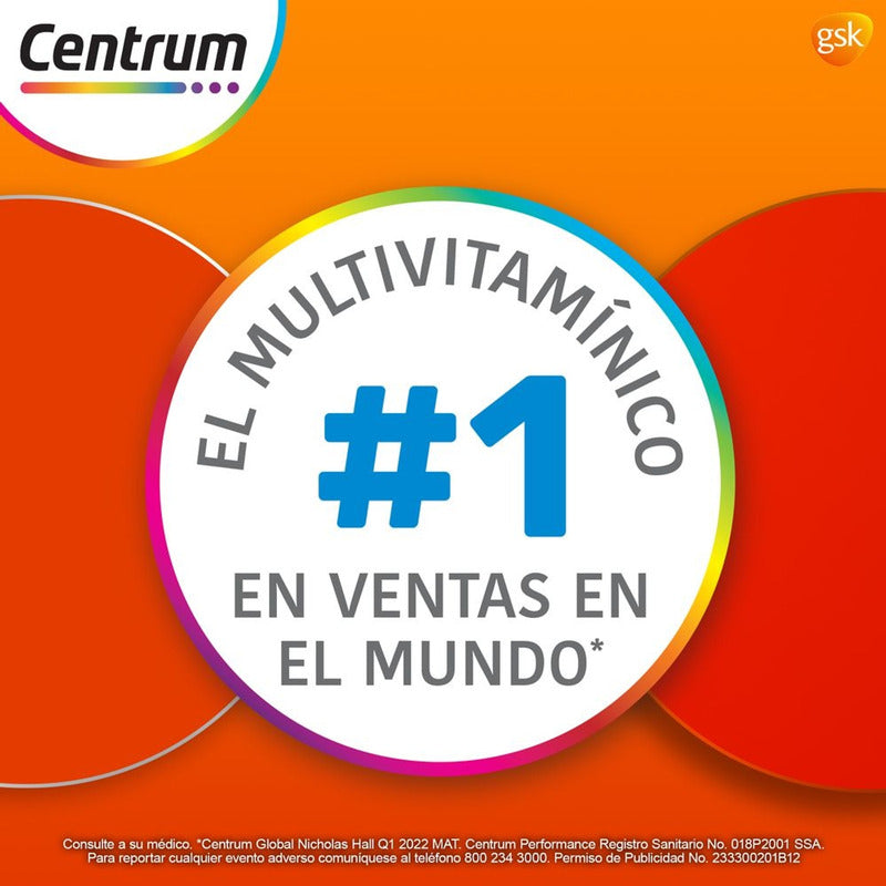 Multivitamínico Centrum Performance Con Vitaminas Del Complejo B 100 Tabletas Sin Sabor