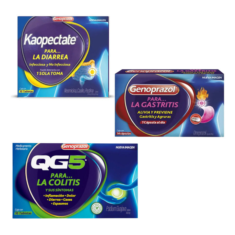 Kit Gastro Gastritis+diarrea+colitis 3 Medicamentos