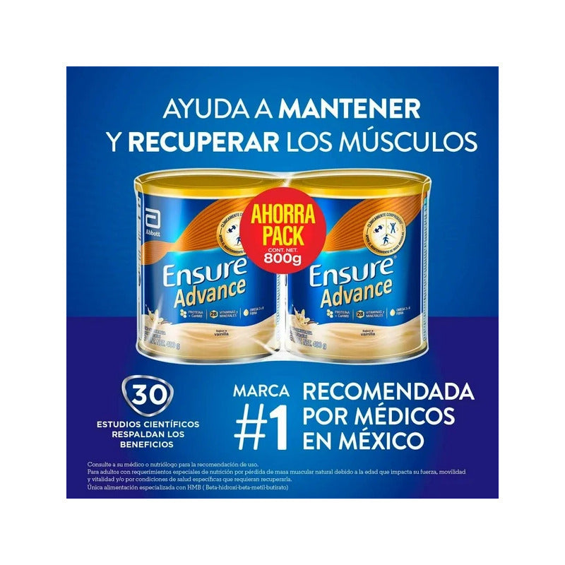 Pack 2 Ensure Advance Vitaminas Vainilla 400g C/u - Vainilla