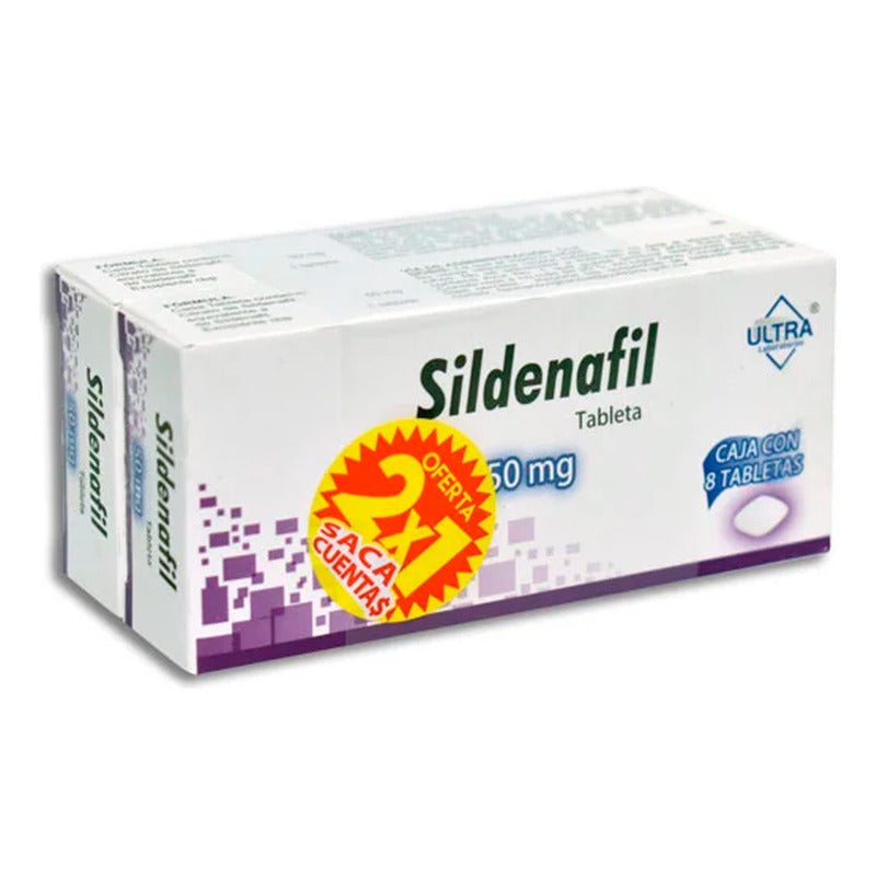 Sildenafilo Tableta 100 Mg, 8 Tabletas (2x1)