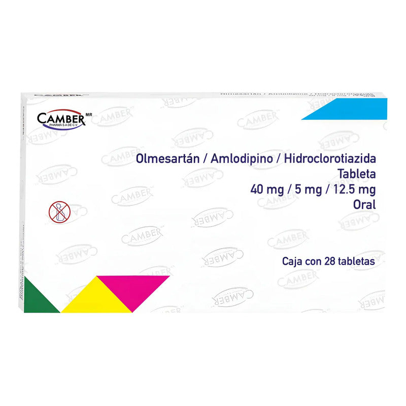 Olmesartan40mg/amlodipino5mg/hidroclorotiazida 28 Tabletas