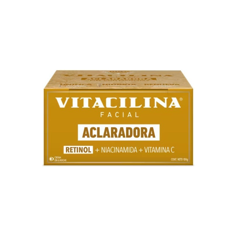 Vitacilina Crema Facial Aclaradora Con Retinol, Uso Día Y Noche, 100g, Todo Tipo De Piel