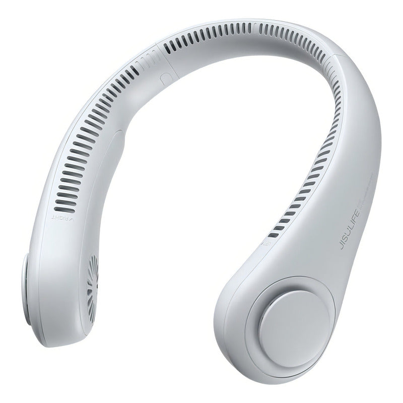 Ventilador De Cuello Inalámbrico Jisulife Cantidad De Aspas 14 Estructura Blanco Aspas Blanco Diámetro 20 Cm Material De Las Aspas Plástico