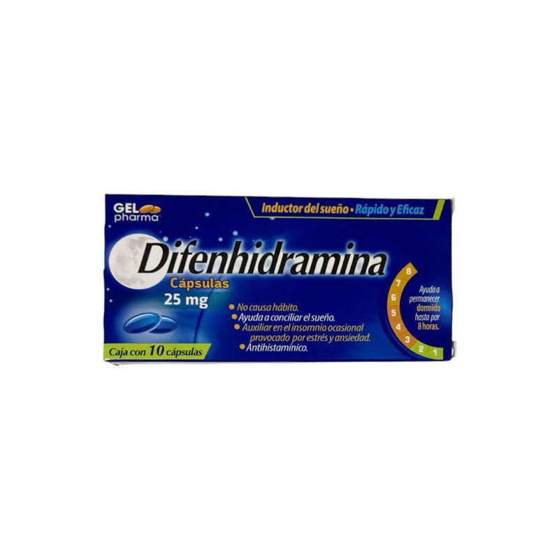 Difenhidramina Auxiliar Insomnio 25mg 10 Capsulas