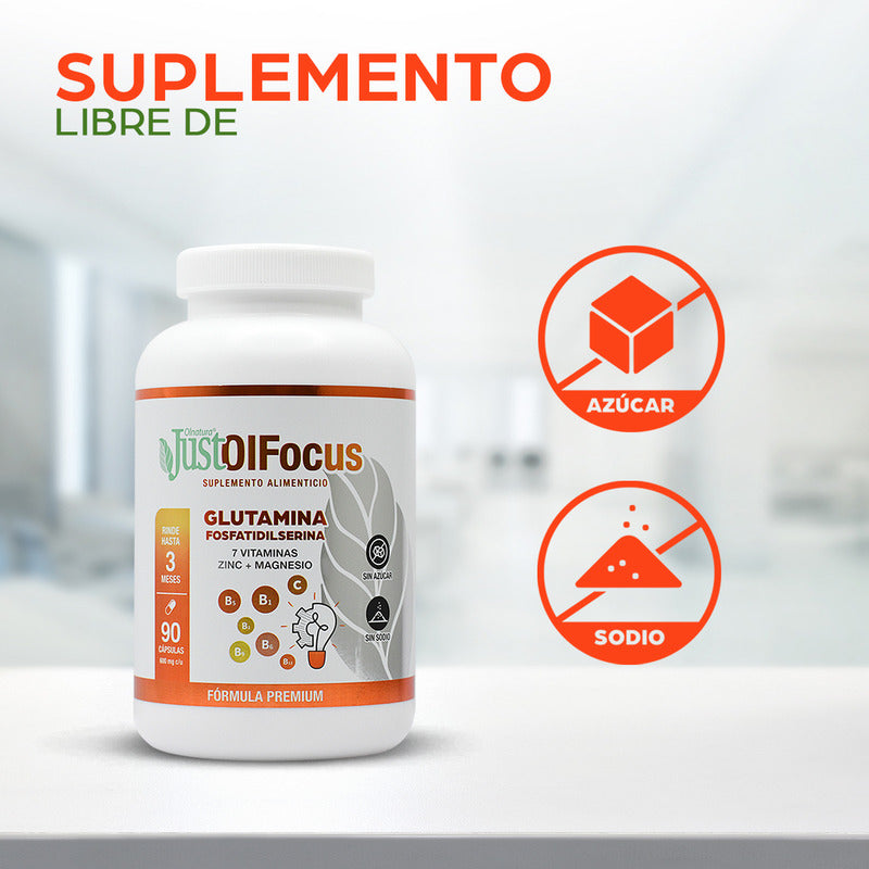 Justolfocus Glutamina + 7 Vitaminas + Zinc + Magnesio 90caps Sin Sabor