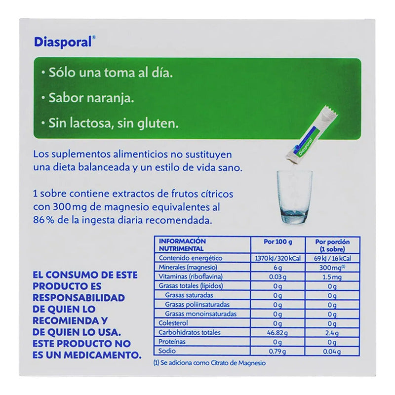 Diasporal Magnesio 300mg 20 Sobres Sin Sabor