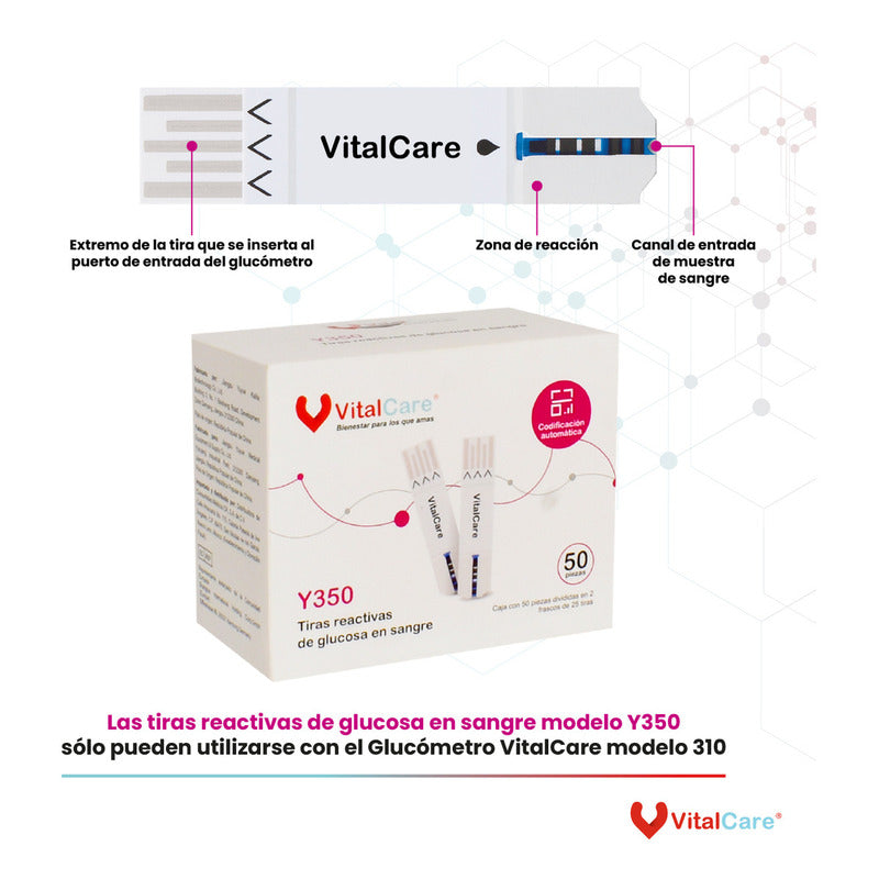 Kit Glucómetro310 Vitalcare 50tiras+100lancetas+disp Puncion - Negro