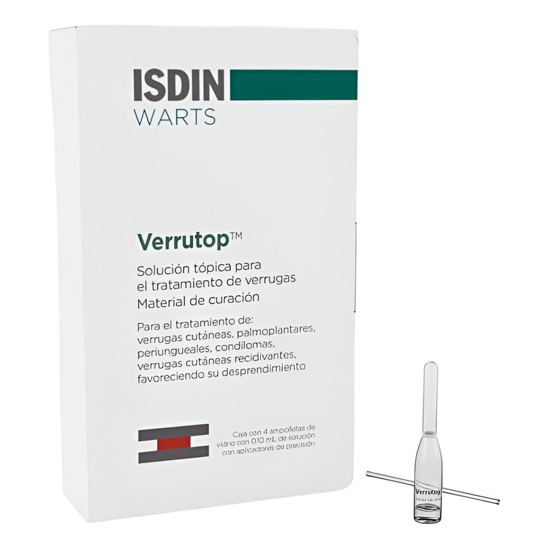 Isdin Verrutop Solucion Topica Verrugas Con 4 Ampolletas Sin Fragancia
