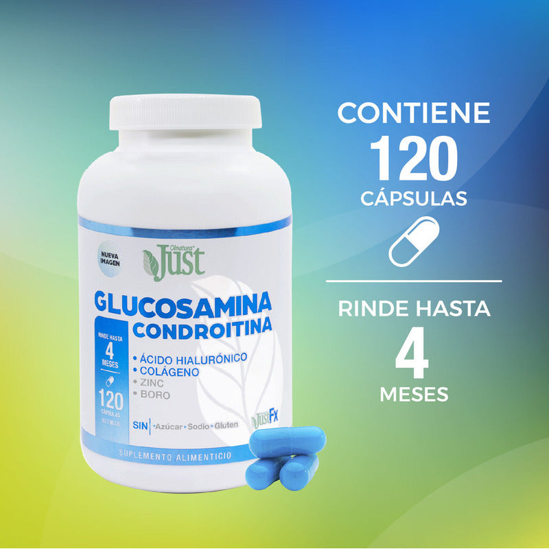 Suplemento Olnatura Just Justfx Glucosamina Condroitina Con Ácido Hialurónico Y Colágeno 120 Cápsulas Sin Sabor