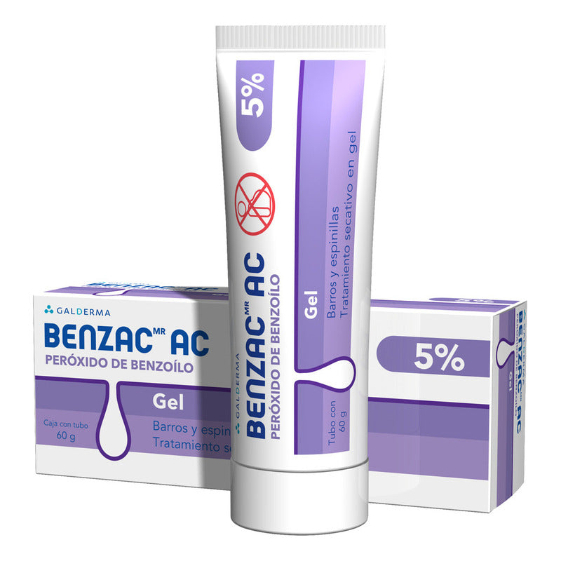 Benzac Gel Ac 5 % 60 G Para Barros Y Espinillas Uso Nocturno En Piel Grasa