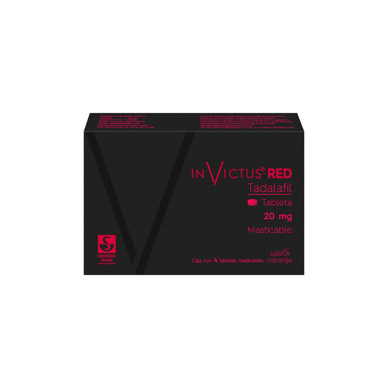 Invictus-red Tableta Masticable 20 Mg, 4 Tabletas