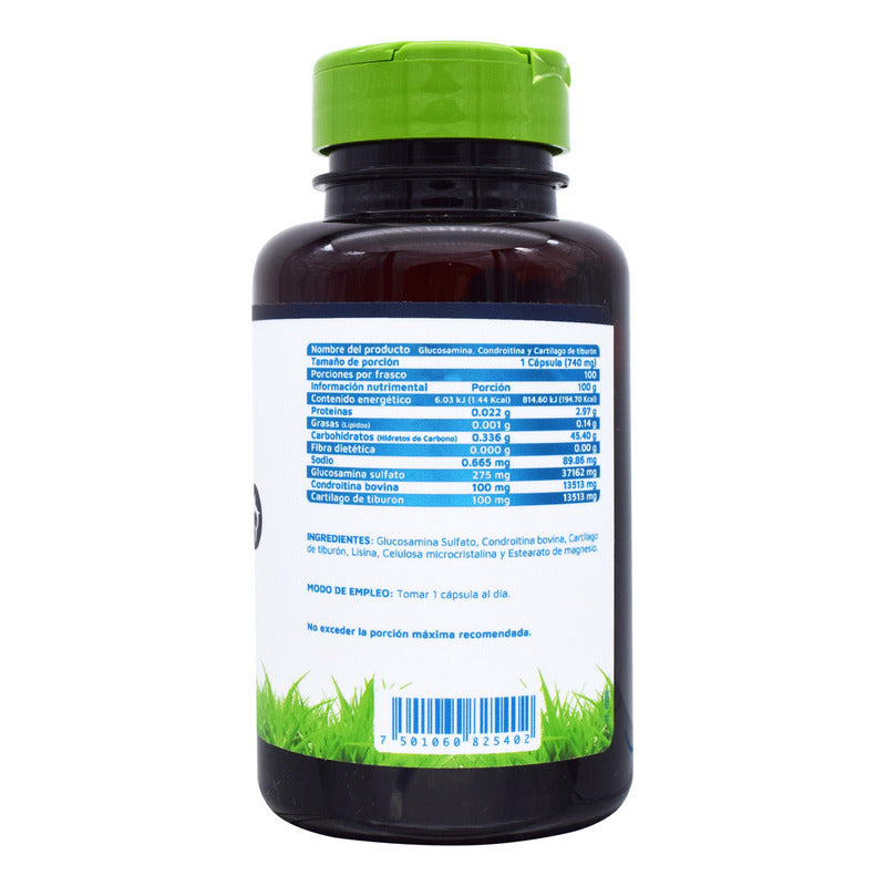 Glucosamina, Condroitina Y Cartílago 100 Caps Vidanat Sabor Sin Sabor