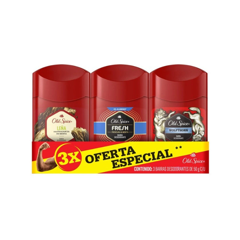 Pack Old Spice Desodorante En Barra 3 Piezas 50g Cu