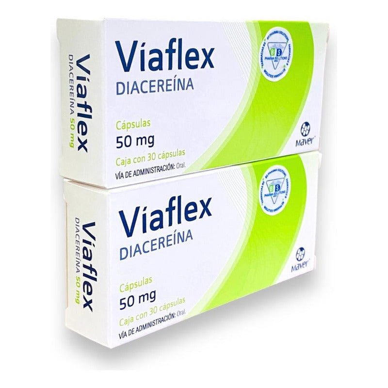 Dos Cajas De Víaflex Diacereína 50 Mg C/30 Caps Maver Sabor Sin Sabor