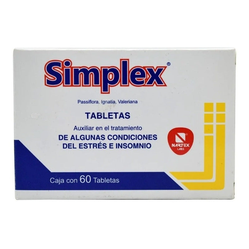 Simplex Pasiflora Valeriana Anti Estrés E Insomnio 60 Tabs Sin Sabor