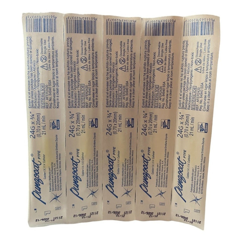 Punzocat Catéter 24gx20mm (3/4) Amarilla 5 Piezas