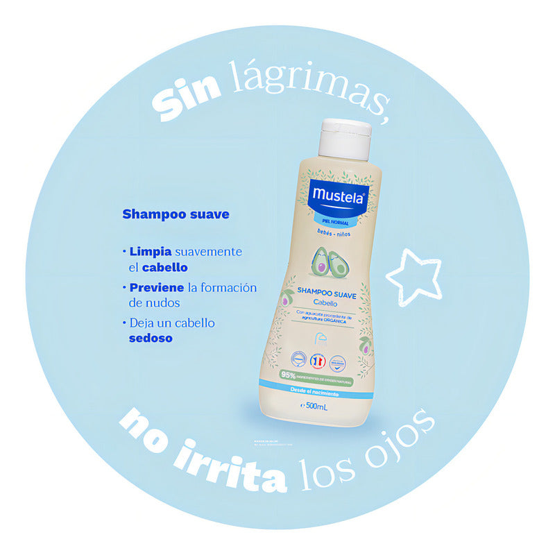 Mustela Shampoo Suave Hipoalergénico Sin Lágrimas Bebé 500ml