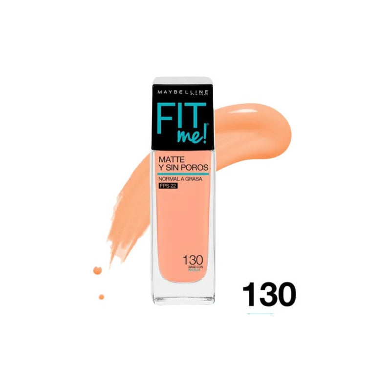 Maybelline Base Maquillaje Fit Me Matte + Poreless 30ml, Matifica Y Controla El Brillo, Tiene Fps 22