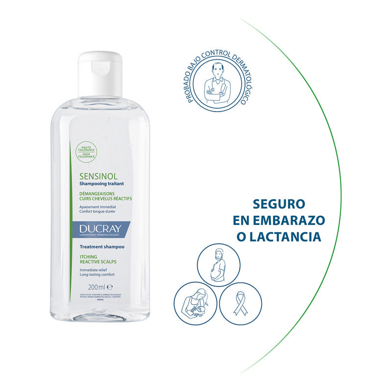 Shampoo Tratante Ducray Sensinol 200 Ml Para Cuero Cabelludo Sensible Con Comezón