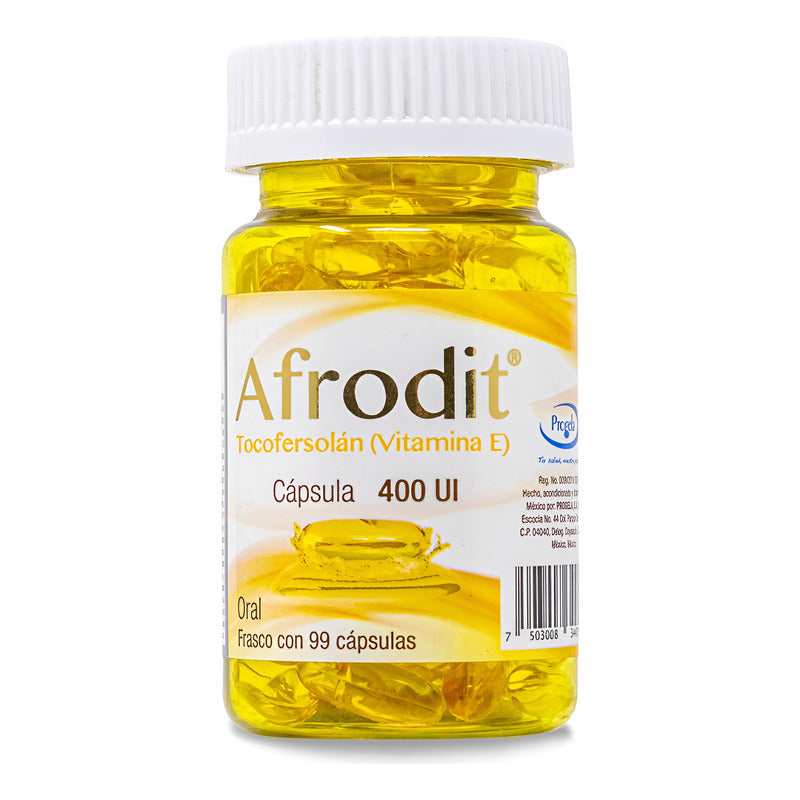 Afrodit Tocofersolan Vitamina E 99 Capsulas 400ui Progela Sin Sabor