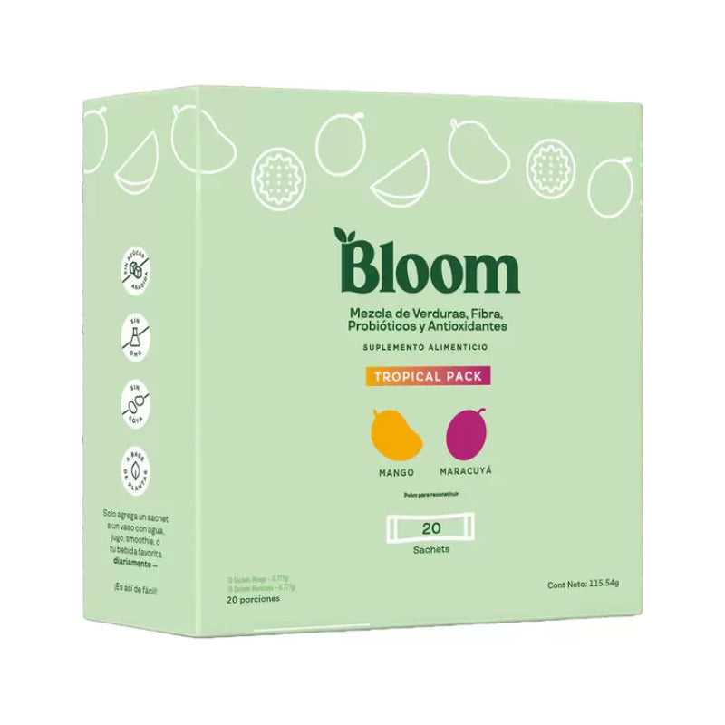 Bloom Tropical Pack 20 Sobres Suplemento Alimenticio Tropical