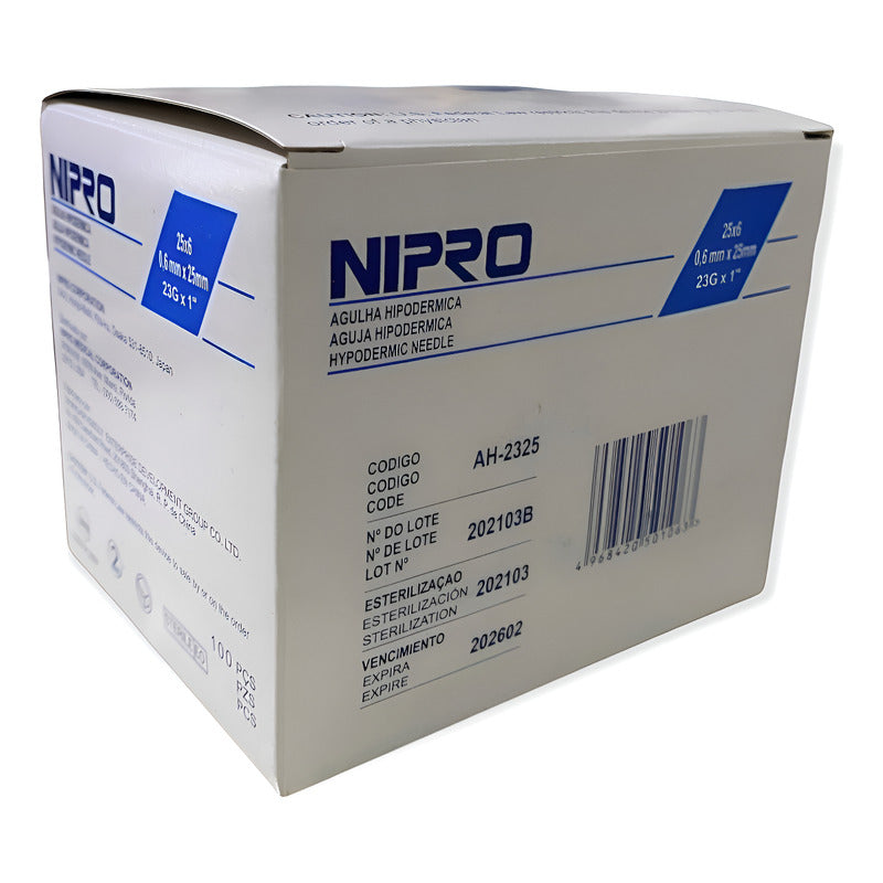 Aguja HiPodérmica Nipro 23gx25mm (1 ) Azul Caja 100u 0 Ml