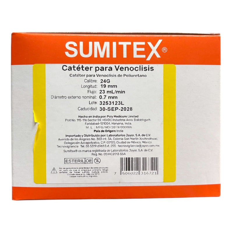 Catéter Para Venoclisis Sumitex Caja Con 50pzs