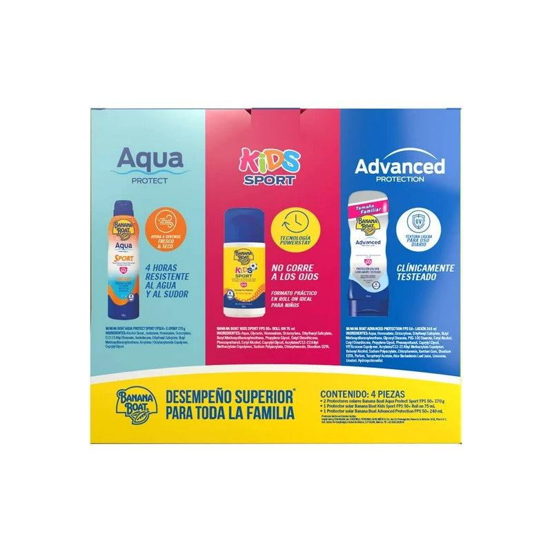 Protector Solar Banana Boat Pack Familiar 4 Piezas