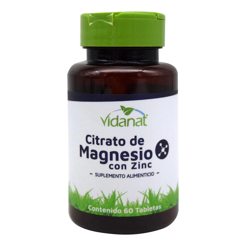 Citrato De Magnesio Con Zinc 60 Tabletas Vidanat Sin Sabor