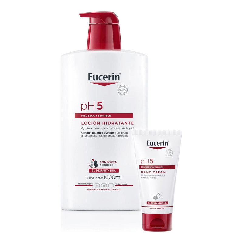 Eucerin Ph5 Loción Hidratante Piel Seca 1l+crema Para Manos Neutra