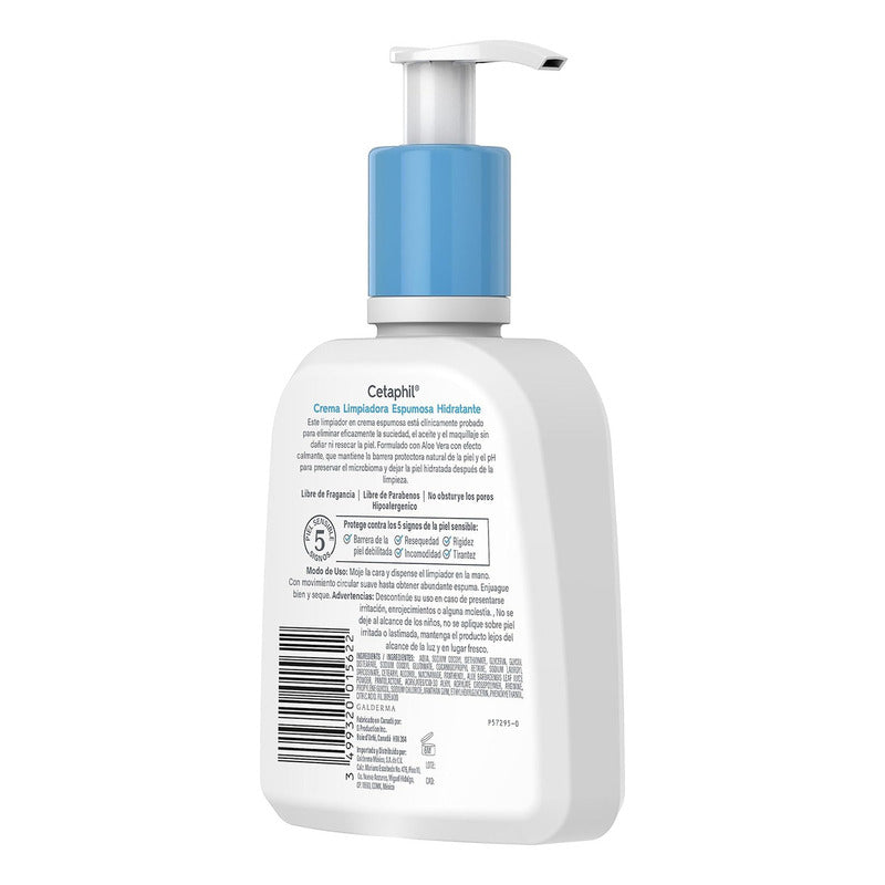 Cetaphil Crema Limpiadora Hidratante Espumosa, Piel Sensible, Uso Día Y Noche, 237 Ml