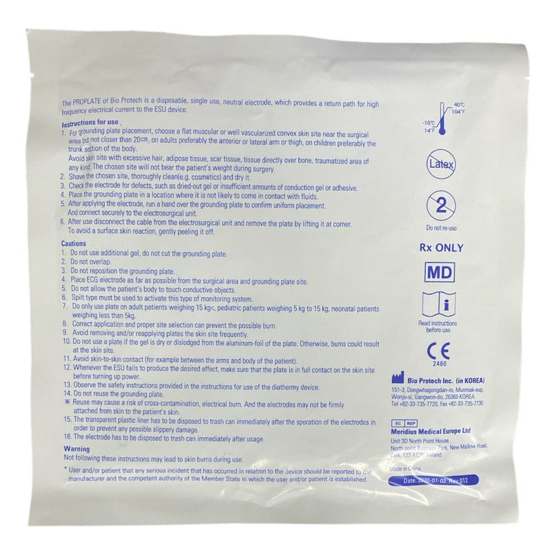 Placa Electrocirugía Proplate Universal 1 Pieza