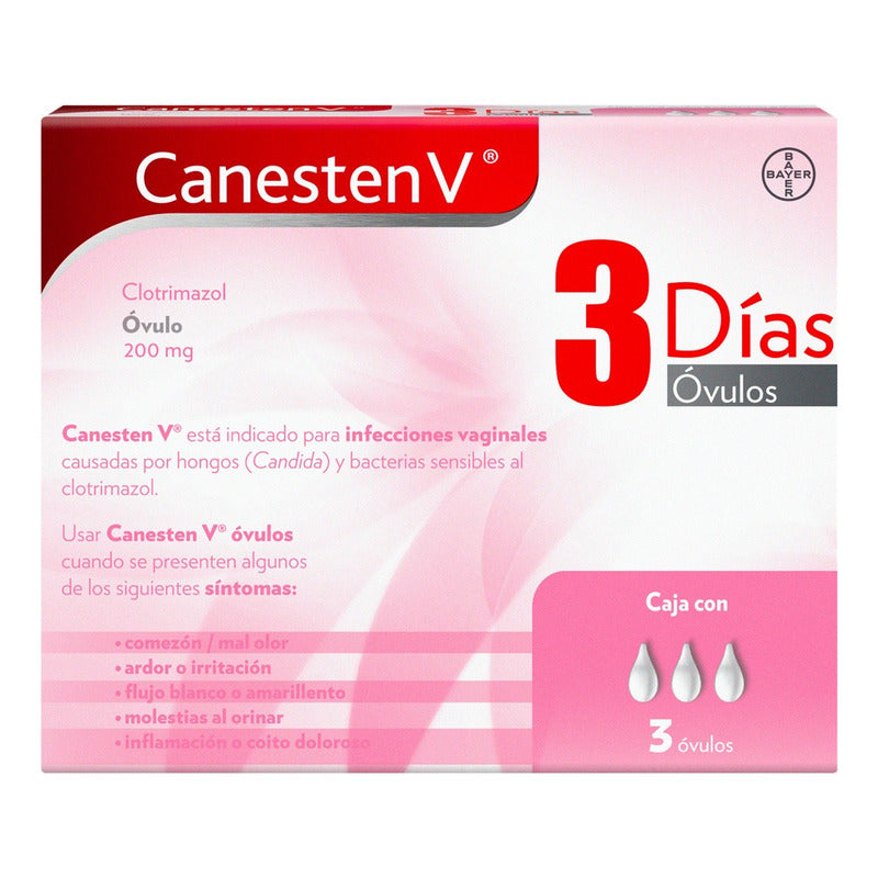 Canesten V Clotrimazol Óvulo 200mg 3 Días Caja Con 3 Óvulos