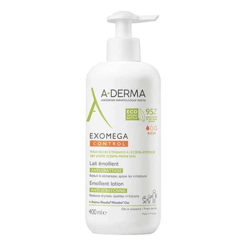 Aderma, Exomega Control Loción Emoliente, Anti-comezón Y Anti-irritación, Piel Seca Y Con Tendencia Atópica, 400ml