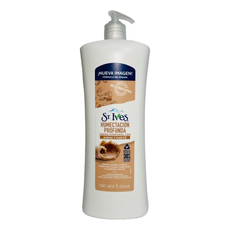 St. Ives Crema Corporal Con Avena Y Karité, Humectación Profunda, 1 L