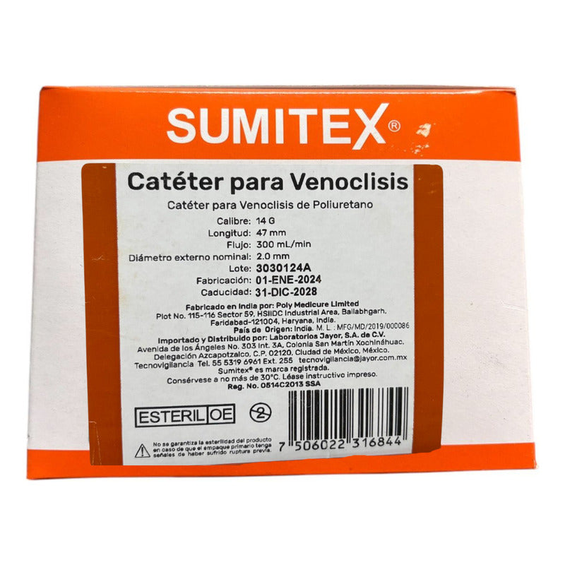 Catéter Para Venoclisis Sumitex Caja Con 50pzs