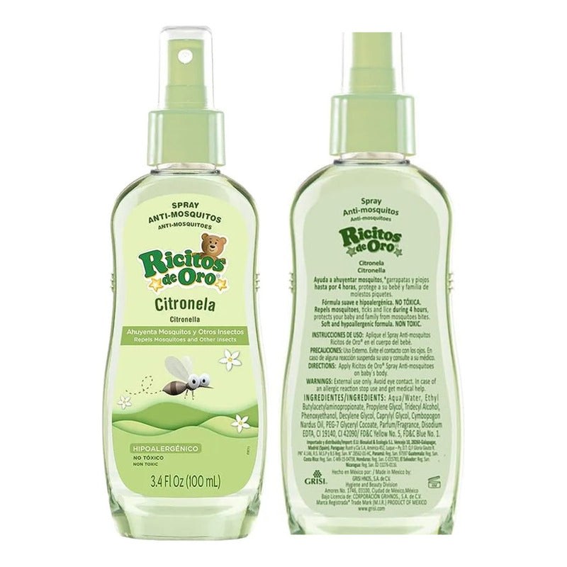 Spray Antimosquitos Con Citronela 100ml Ricitos De Oro