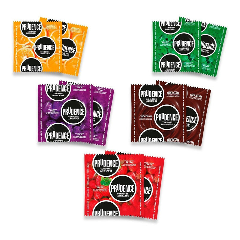 Caja Con 10 Condones Sabor Y Aroma Prudence Mix Igt