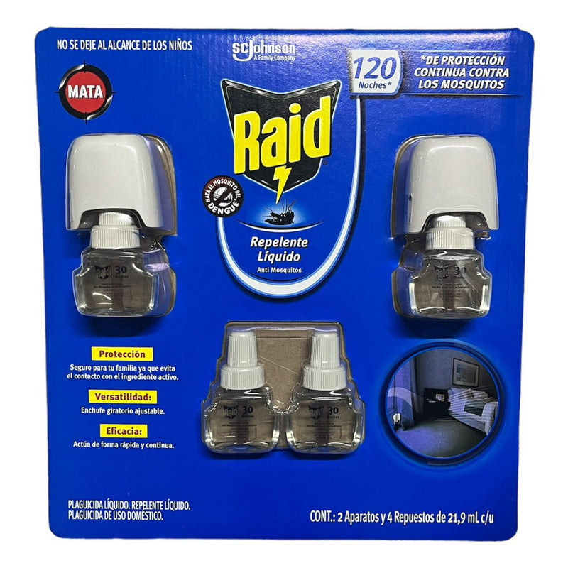 Raid Repelente Líquido Eléctrico 2 Aparatos Y 4 Repuestos