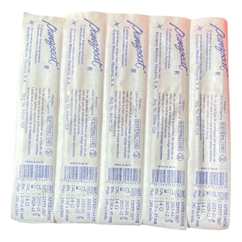 Punzocat Catéter 14gx45mm(1 3/4) Naranja 5 Piezas