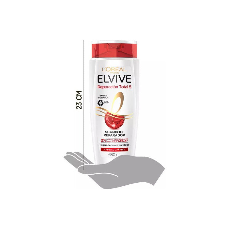Shampoo Reparación Total 5 680ml Elvive Repara Fortalece Y Protege