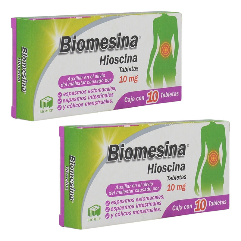 Dos Cajas De Biomesina Butilhioscina 10 Tabletas Cu
