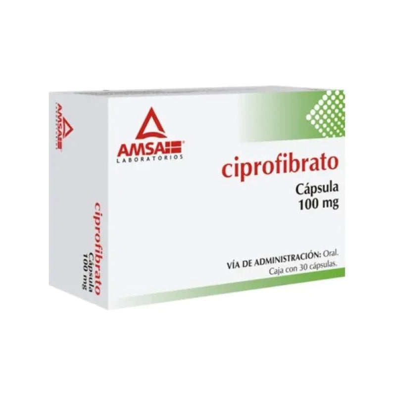 Ciprofibrato Hipolipemiante 100mg 30 Cápsulas Amsa