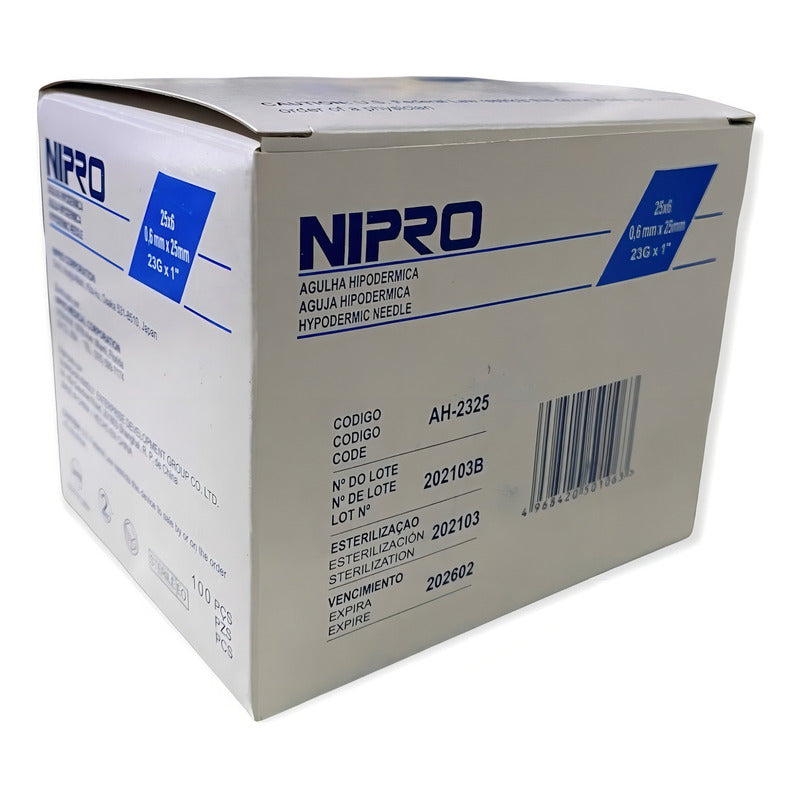 Aguja HiPodérmica Nipro 23gx25mm (1 ) Azul Caja 100u Capacidad En Volumen 0 Ml